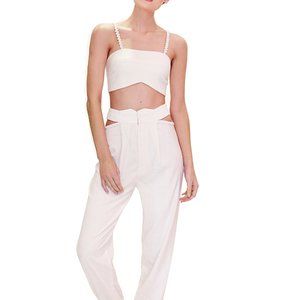 Set Cropped Top and Cutout Pants Ivory